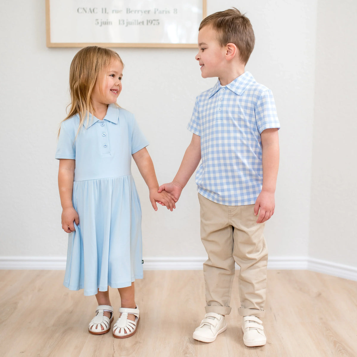 Toddler Short Sleeve Polo in Gingham Breeze