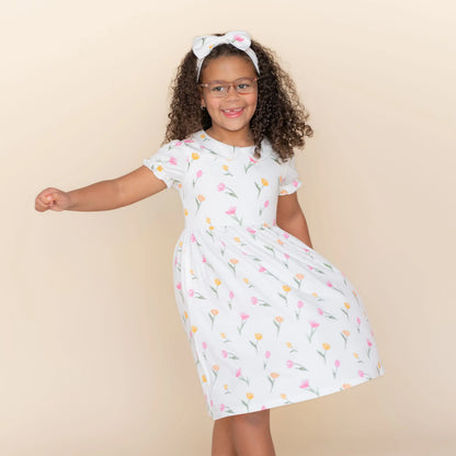 Peter Pan Collar Dress in Tulip