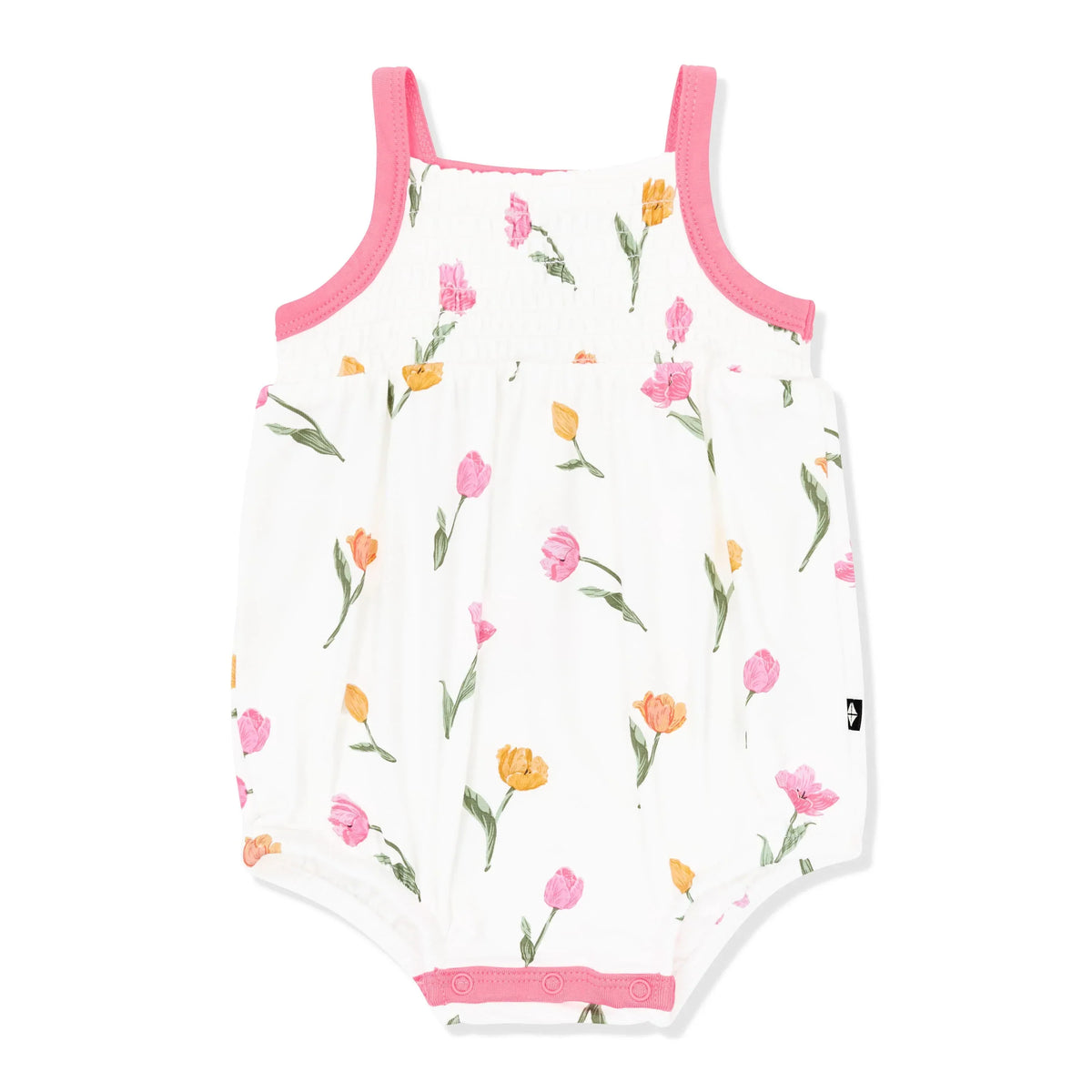 Smocked Bubble Romper in Tulip