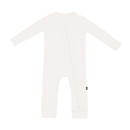 Ribbed Zipper Romper in Cloud
