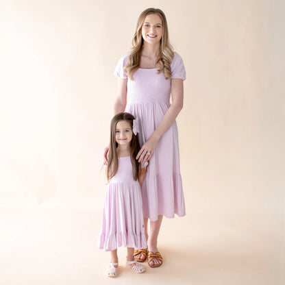 Puff Sleeve Twirl Dress in Thistle
