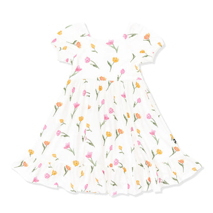 Puff Sleeve Twirl Dress in Tulip