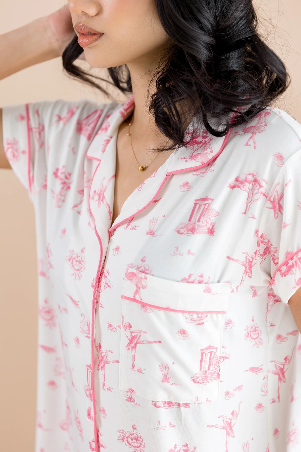 Women's Short Sleeve Pajama Set in Toile Ballet