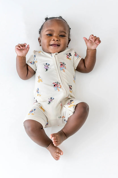Zipper Shortall Romper in Mickey Mouse and Friends