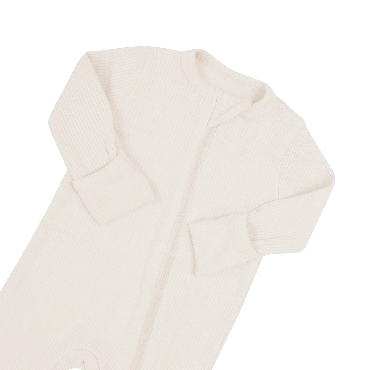 Ribbed Zipper Romper in Oat