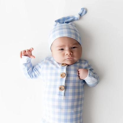 Knotted Gown with Hat Set in Gingham Breeze