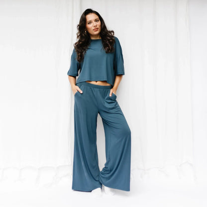 Women's Wide Leg Pant Set in Atlantic