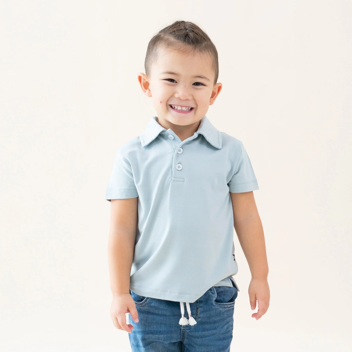 Toddler Short Sleeve Polo in Fog