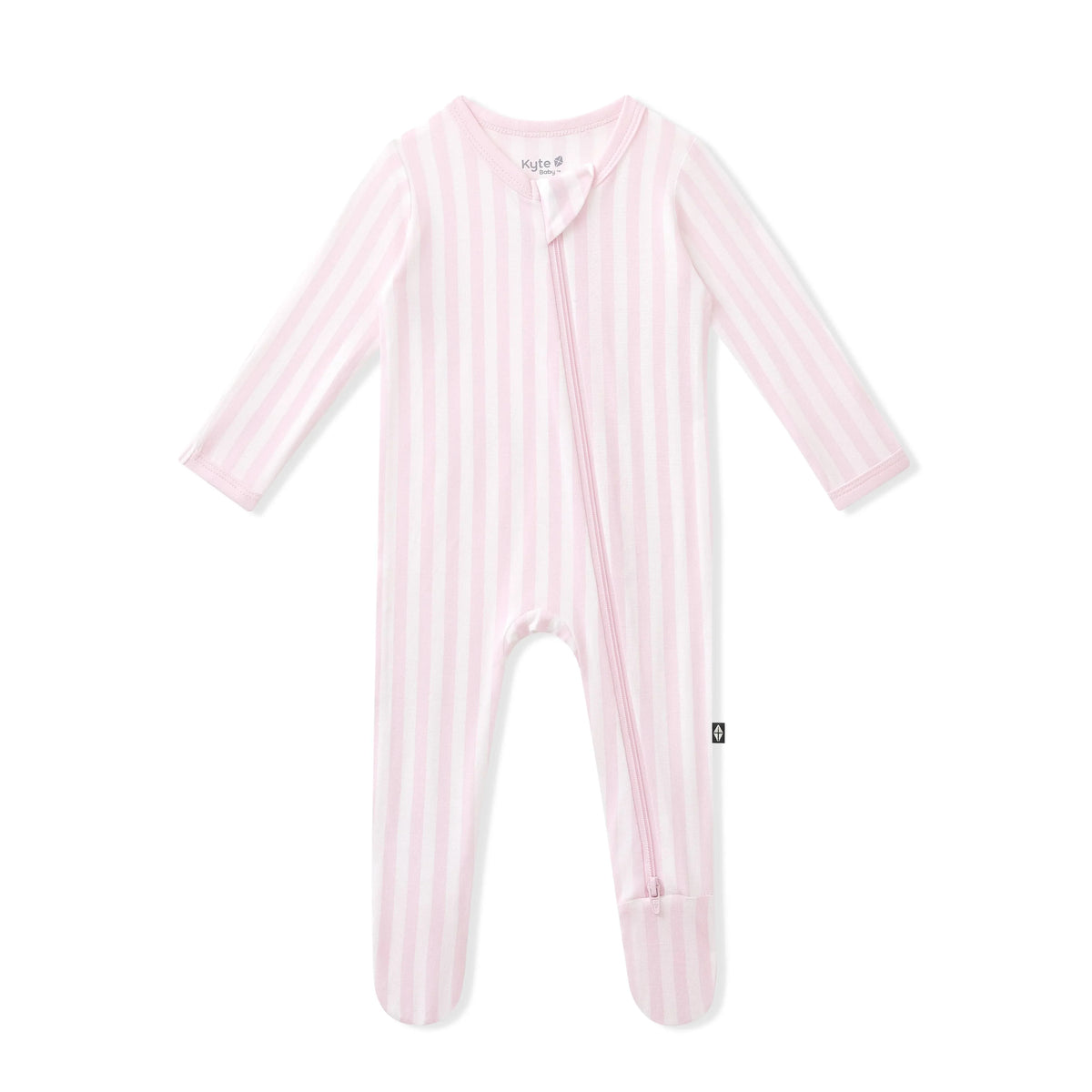 Zippered Footie in Small Sakura Stripe