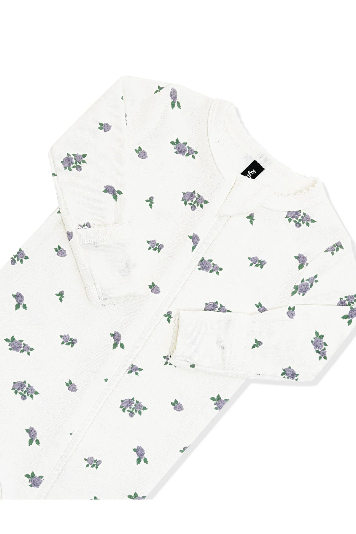 Pointelle Zippered Footie in Spray Rose