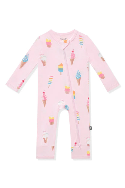 Zippered Romper in Sakura Ice Cream