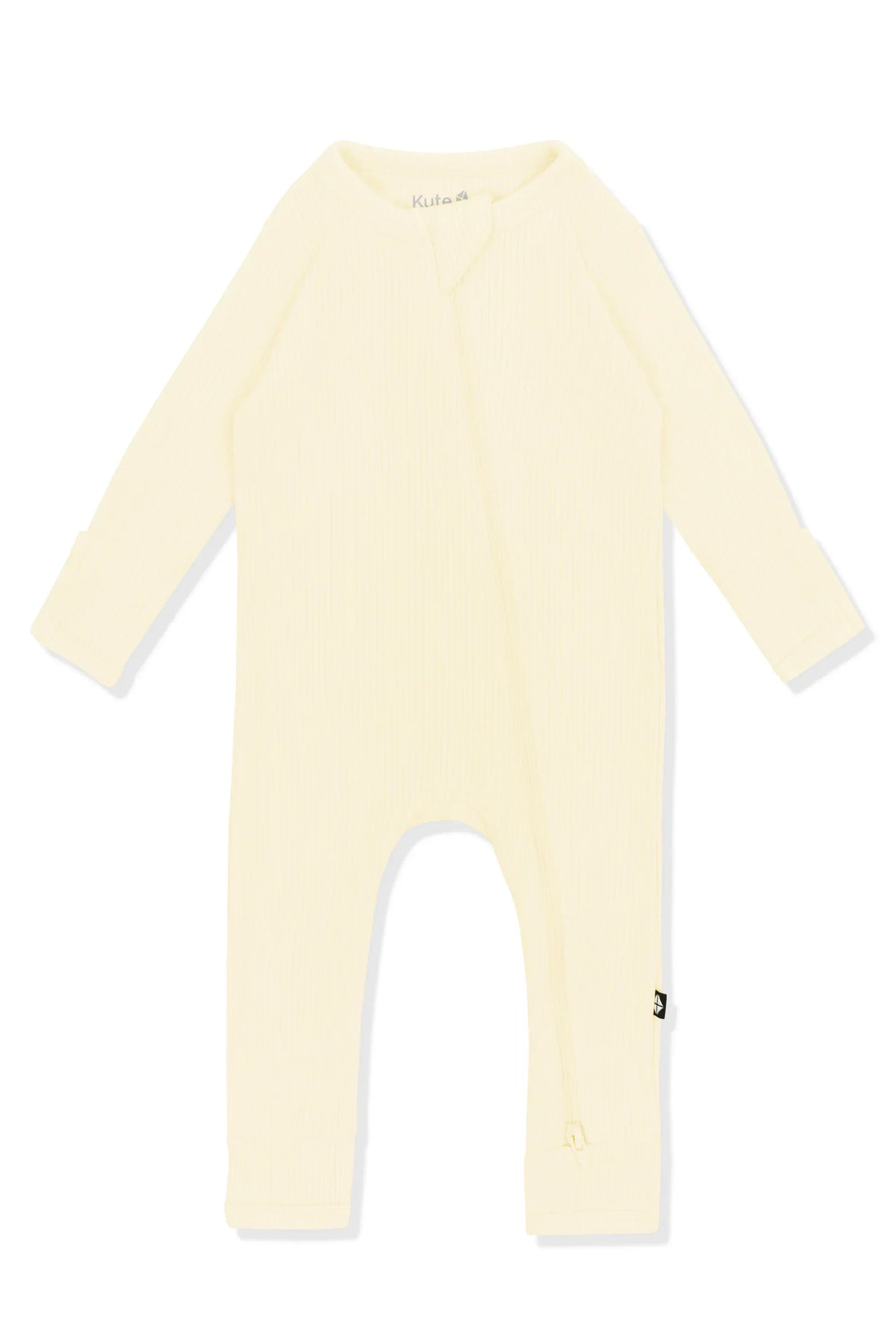 Ribbed Zipper Romper in Chamomile