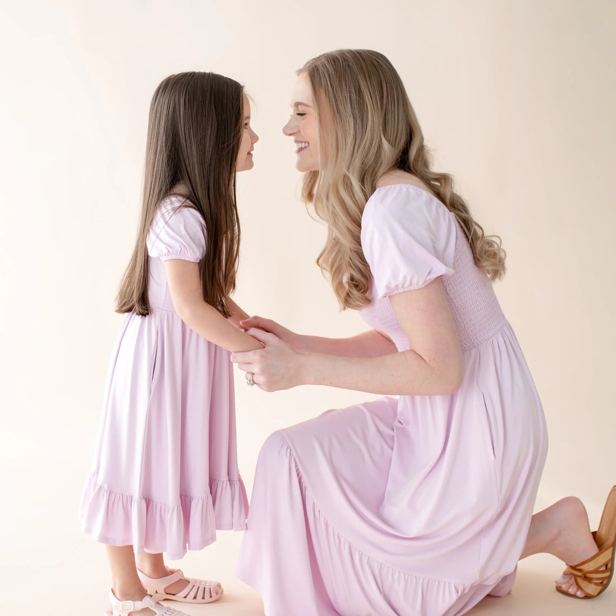 Puff Sleeve Twirl Dress in Thistle