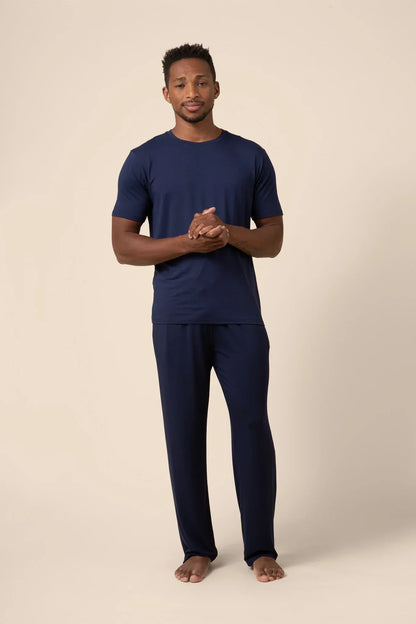 Men's Short Sleeve & Pant PJ Set in Navy