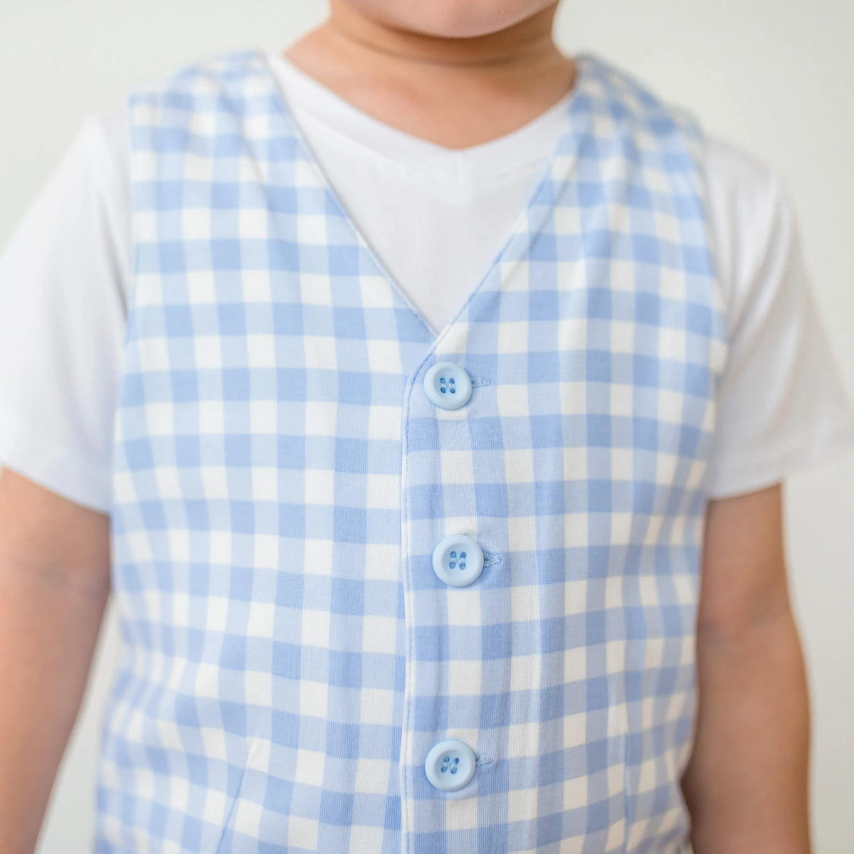 Tuxedo Vest in Gingham Breeze