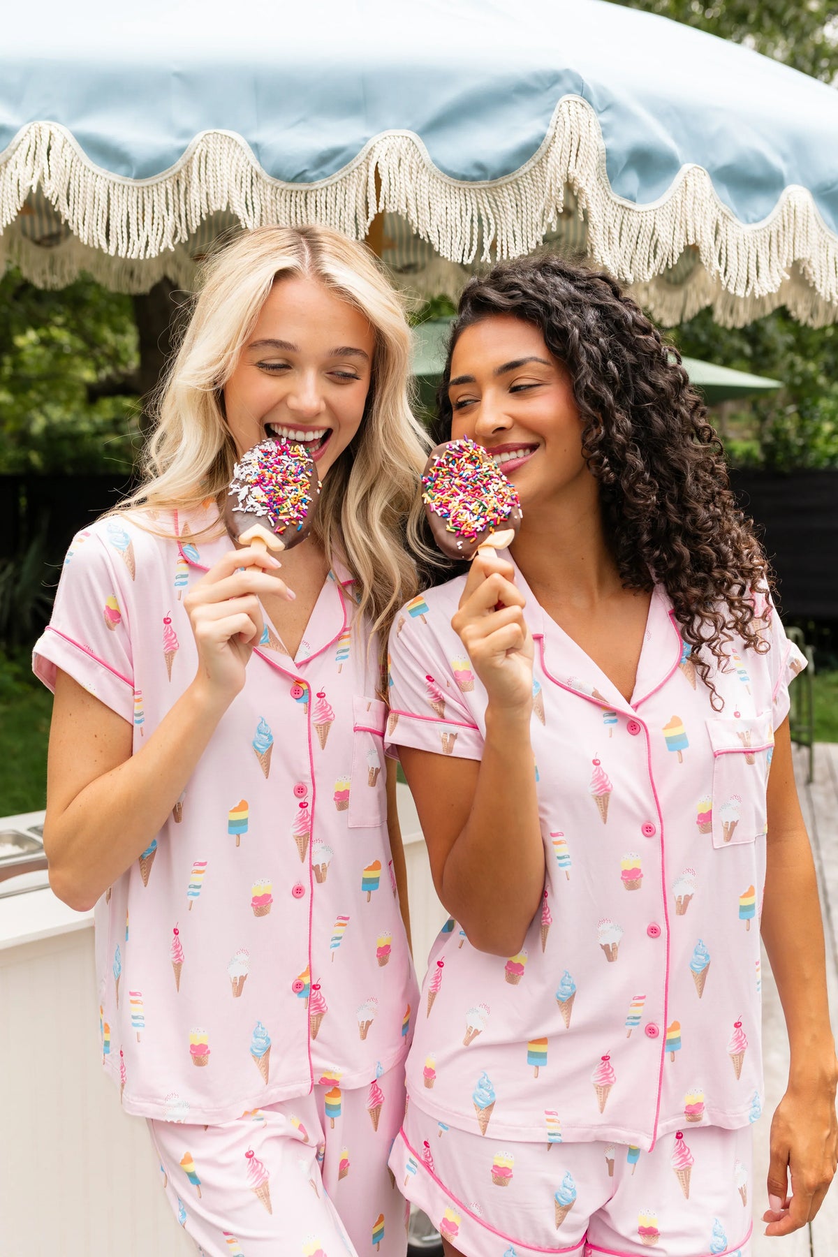 Women's Short Sleeve Pajama Set in Sakura Ice Cream
