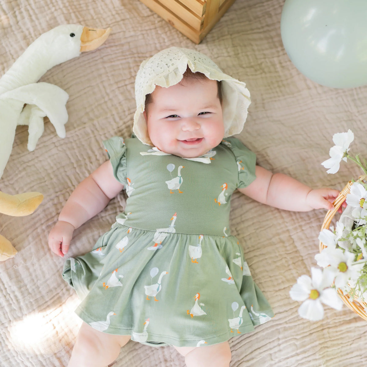 Twirl Bodysuit Dress in Silly Goose