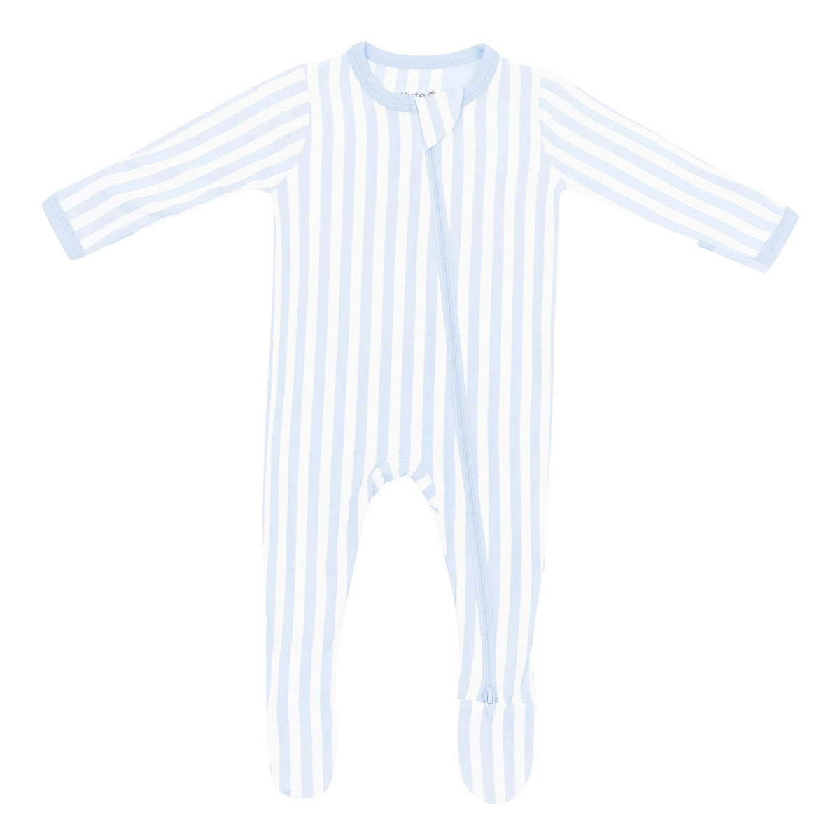 Zippered Footie in Small Mist Stripe