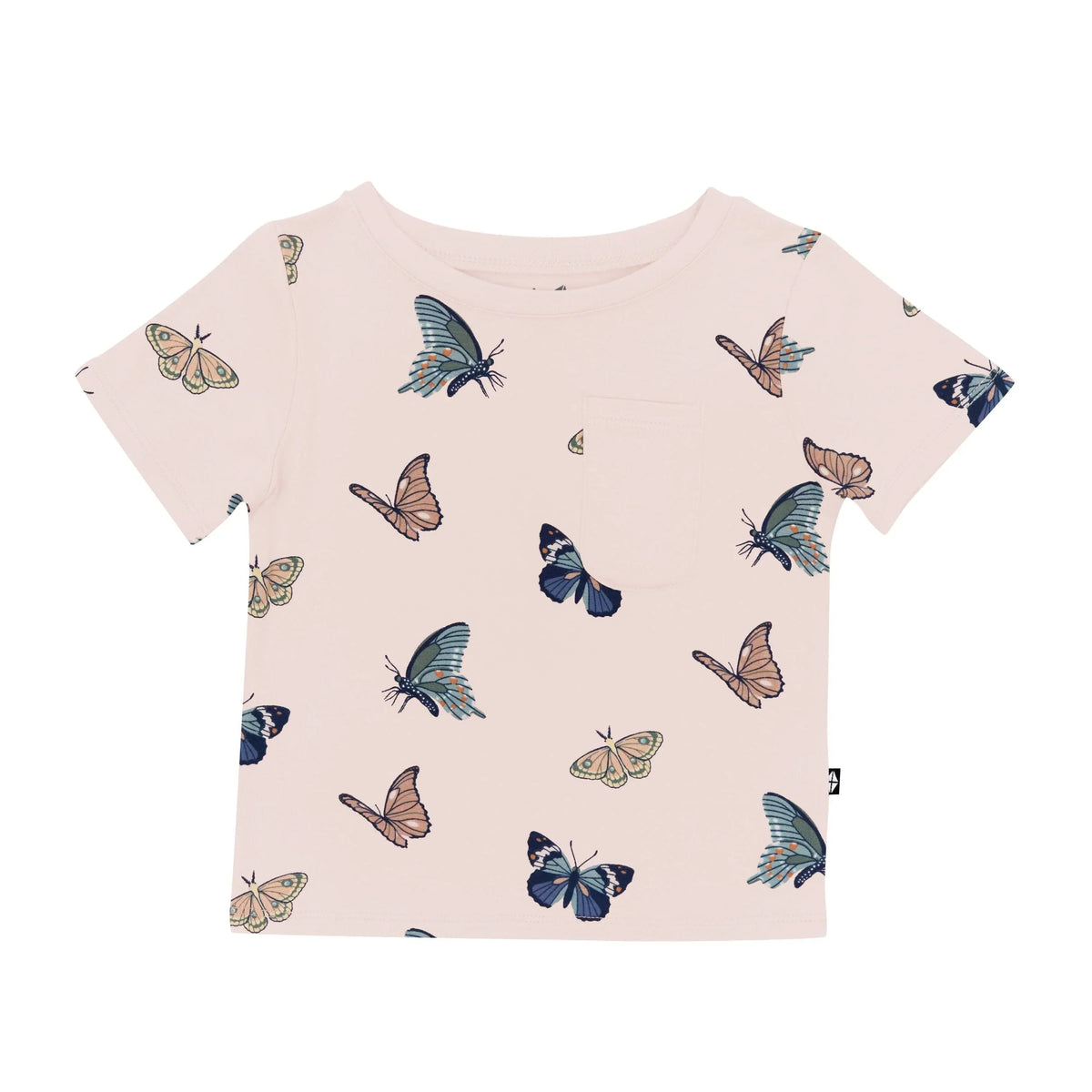 Toddler Crew Neck Tee in Blush Butterfly