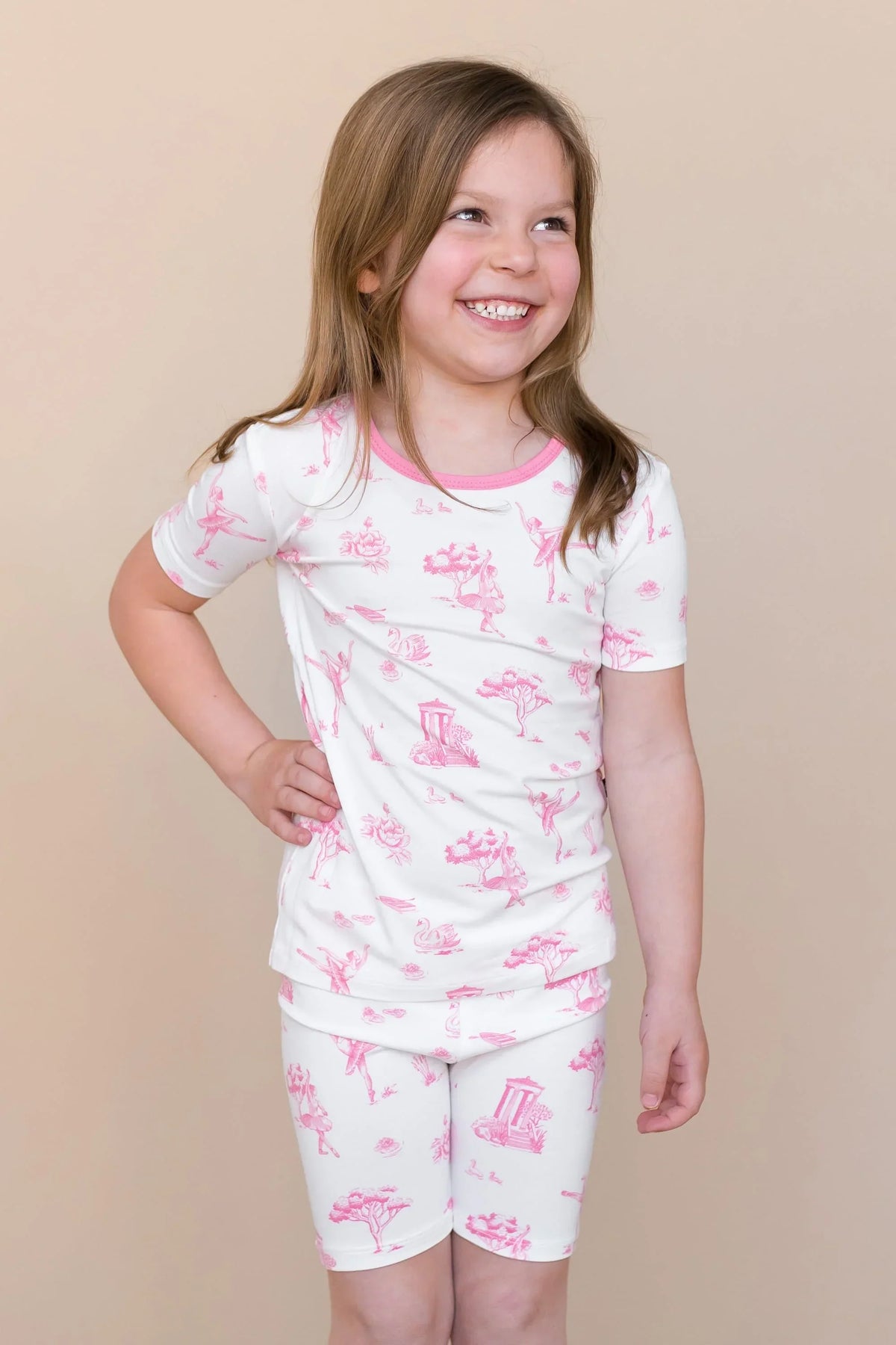 Short Sleeve Pajamas in Toile Ballet