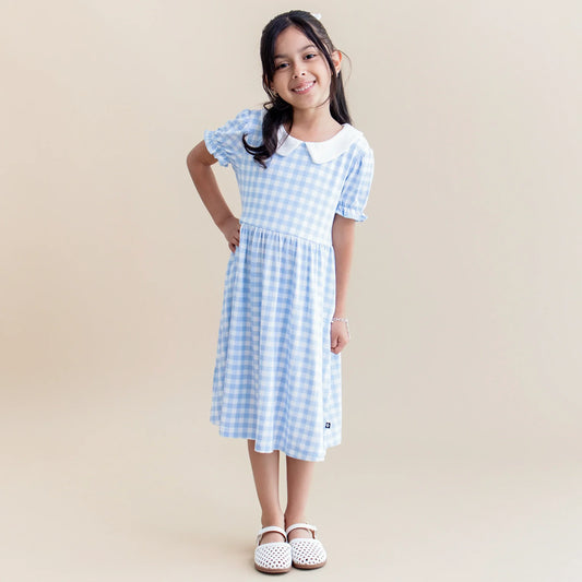 Peter Pan Collar Dress in Gingham Breeze