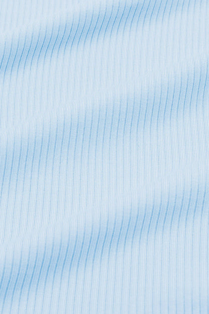 Ribbed Zipper Footie in Breeze