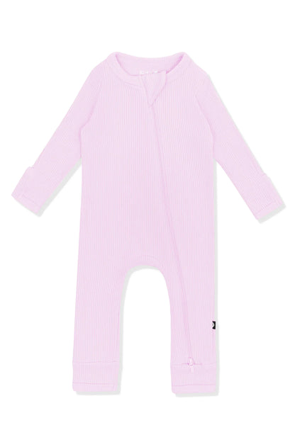 Ribbed Zipper Romper in Thistle