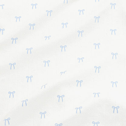 Pointelle Short Sleeve Set in Sweet Blue Bow