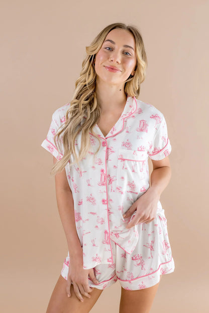 Women's Short Sleeve Pajama Set in Toile Ballet